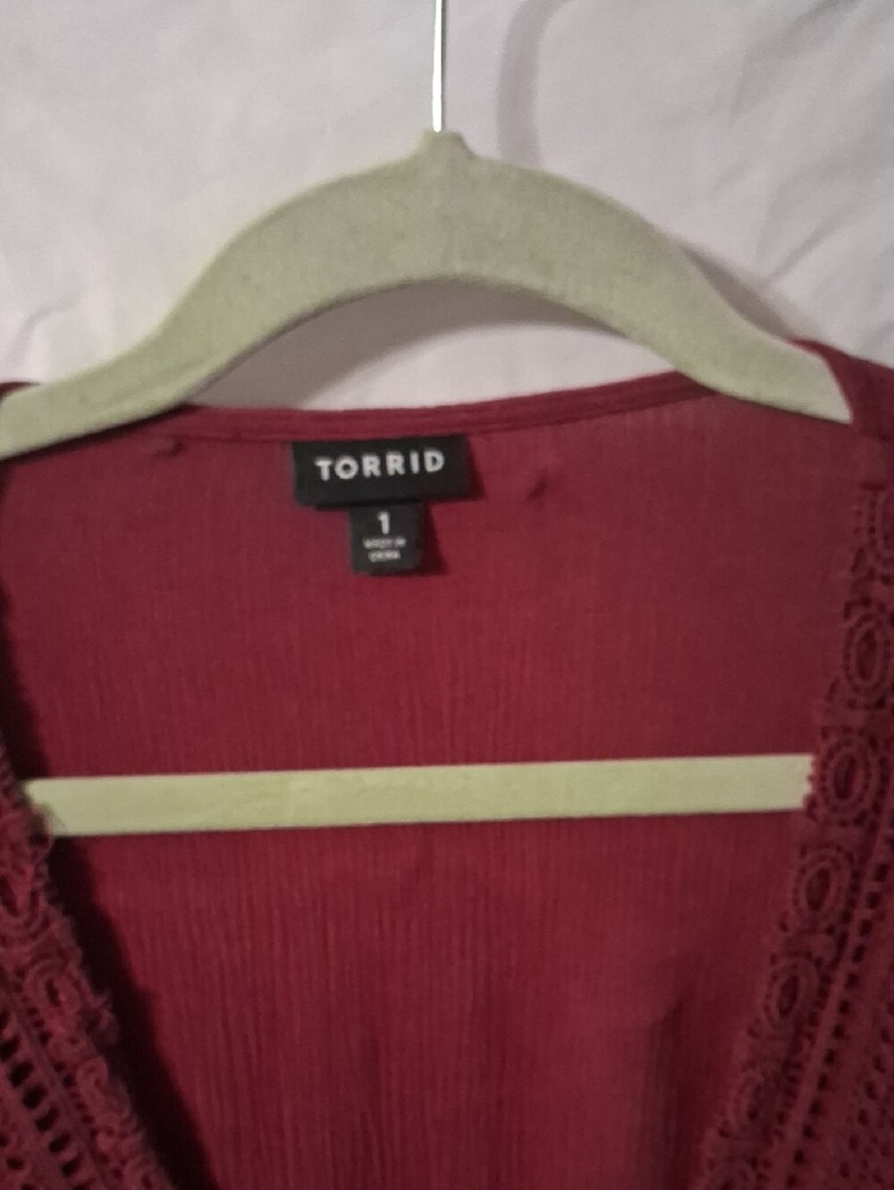 torrid Wine Crochet-Trim Peasant Tunic - Picture 2 of 3